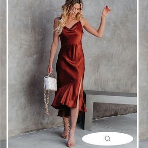Turn of Events Satin MIDI Slip Dress VICI